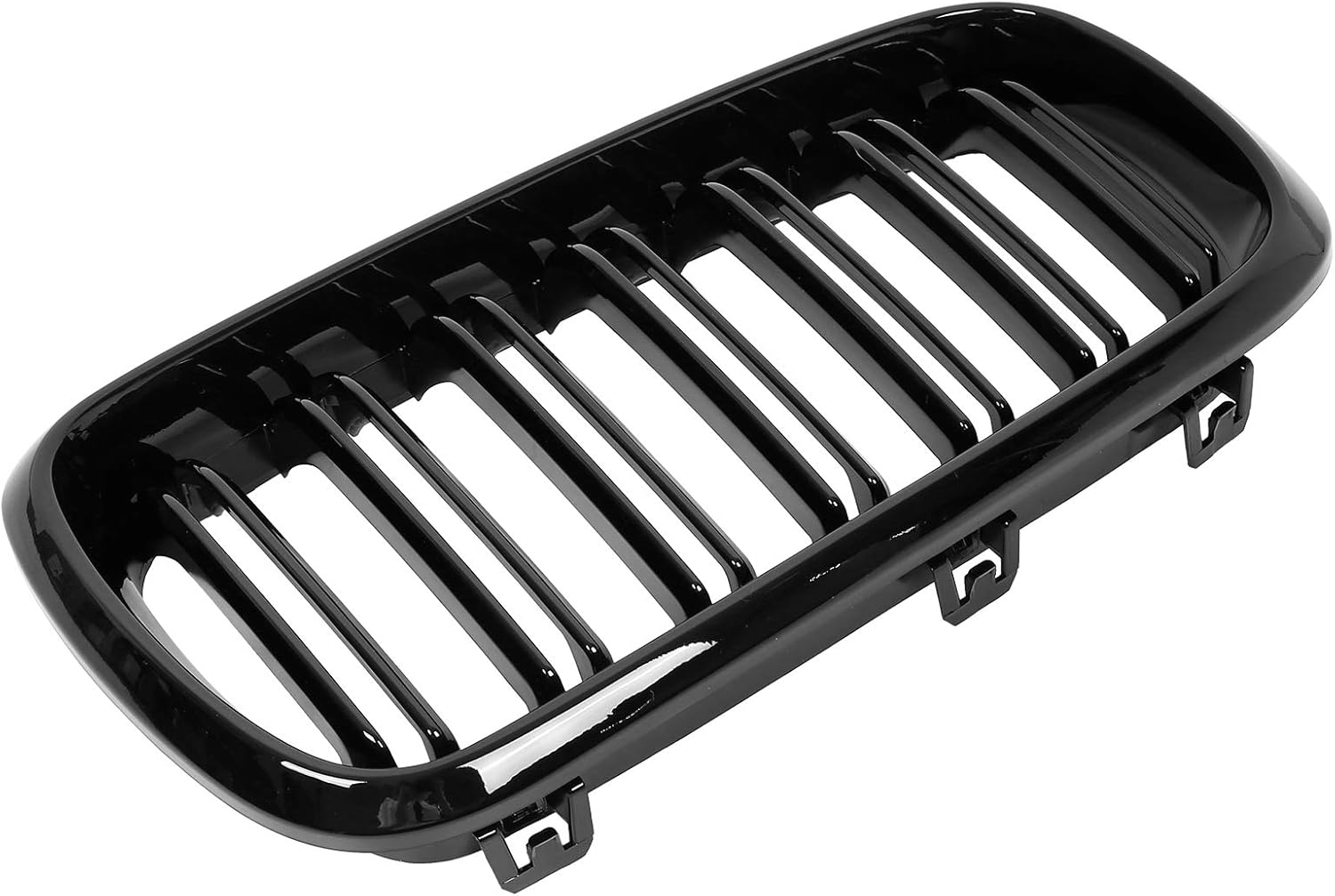 X AUTOHAUX 1 Pair Glossy Black Car Hood Kidney Bars Front Grille Double Line 4 Door for BMW X5 2014-2018