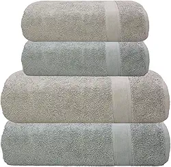 Kit Jogo Toalhas Banho e Rosto, 4 Peças, Ícone - Camesa, 100% Algodão Premium, Alta Absorção, Toque Extra Macio Luxo, 500 g/m² - ALTIHAUS (Bege/Cinza)