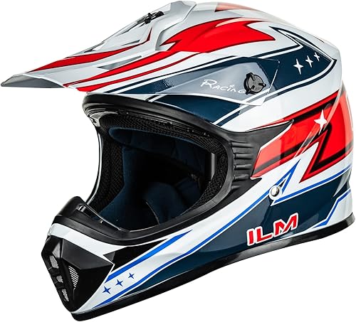 ILM Casco de motocicleta de cara completa para adultos, para motocross, ATV, Dirtbike BMX MX, casco de motocicleta de cara completa, aprobado por