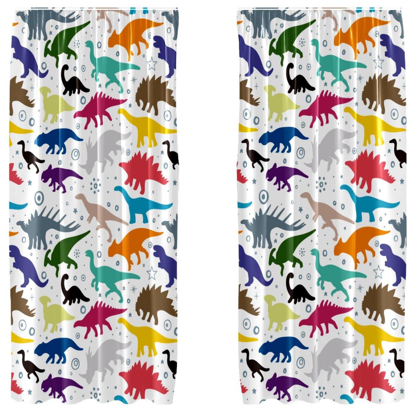 Cortinas opacas de dinosaurios para habitación infantil: 2 paneles de microfibra de 55x84"
