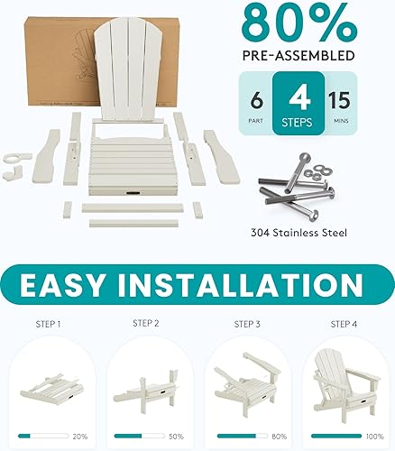 Miniatura 356 de SERWALL - Silla plegable Adirondack para patio, jardín, exterior, resistente a la intemperie, sillas para hoguera, color naranja