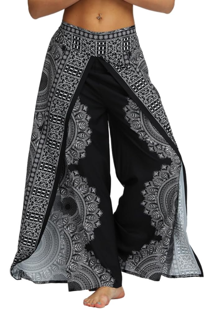 Amazon.com: PNKJ Womens Slit Wide Leg Pants-Casual Hippie