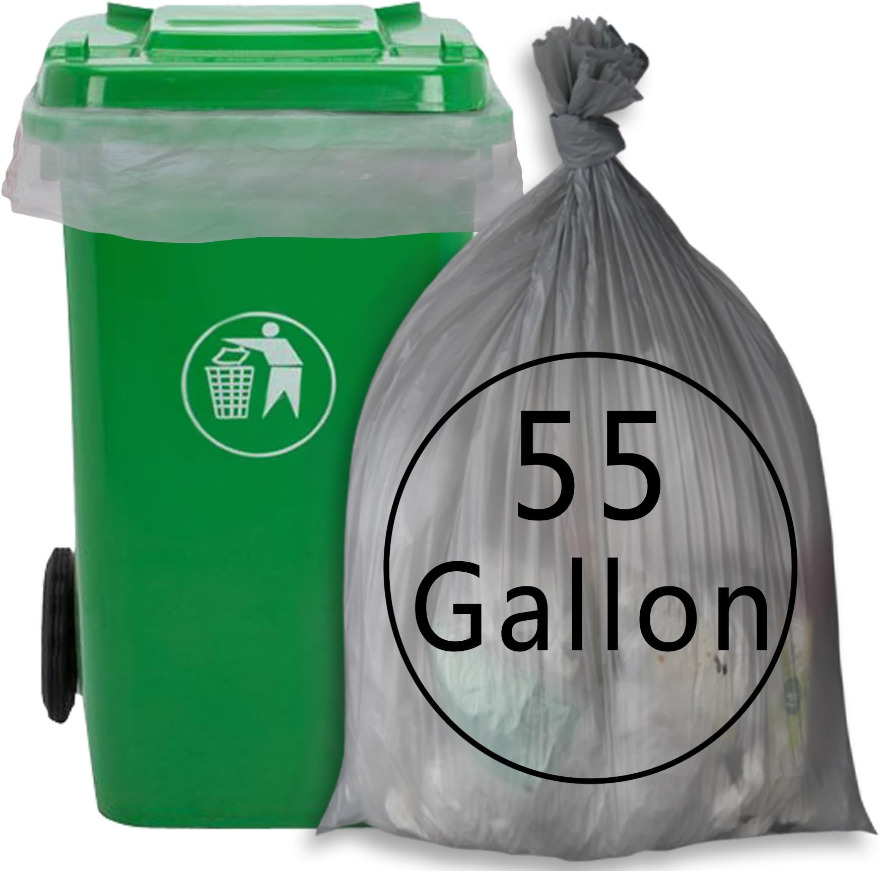 Anbers 55 Gallon Drum Liners Grey, 70 Counts, F