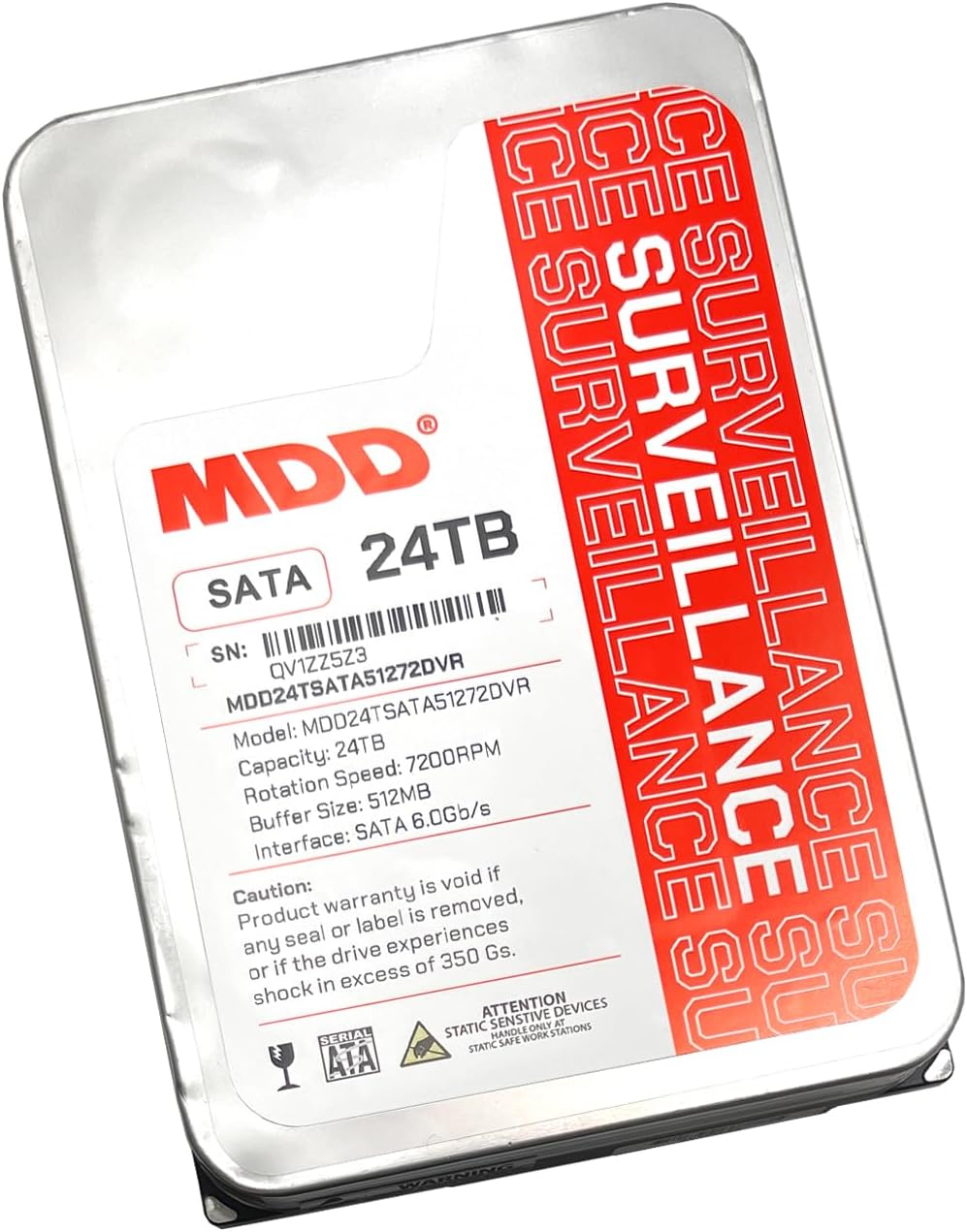 MDD 24TB 7200RPM 512MB Cache SATA 6.0Gb/s 3.5inch Internal Hard Drive for Surveillance Storage (MDD24TS51272DVR) (Renewed) - 5 Years Warranty