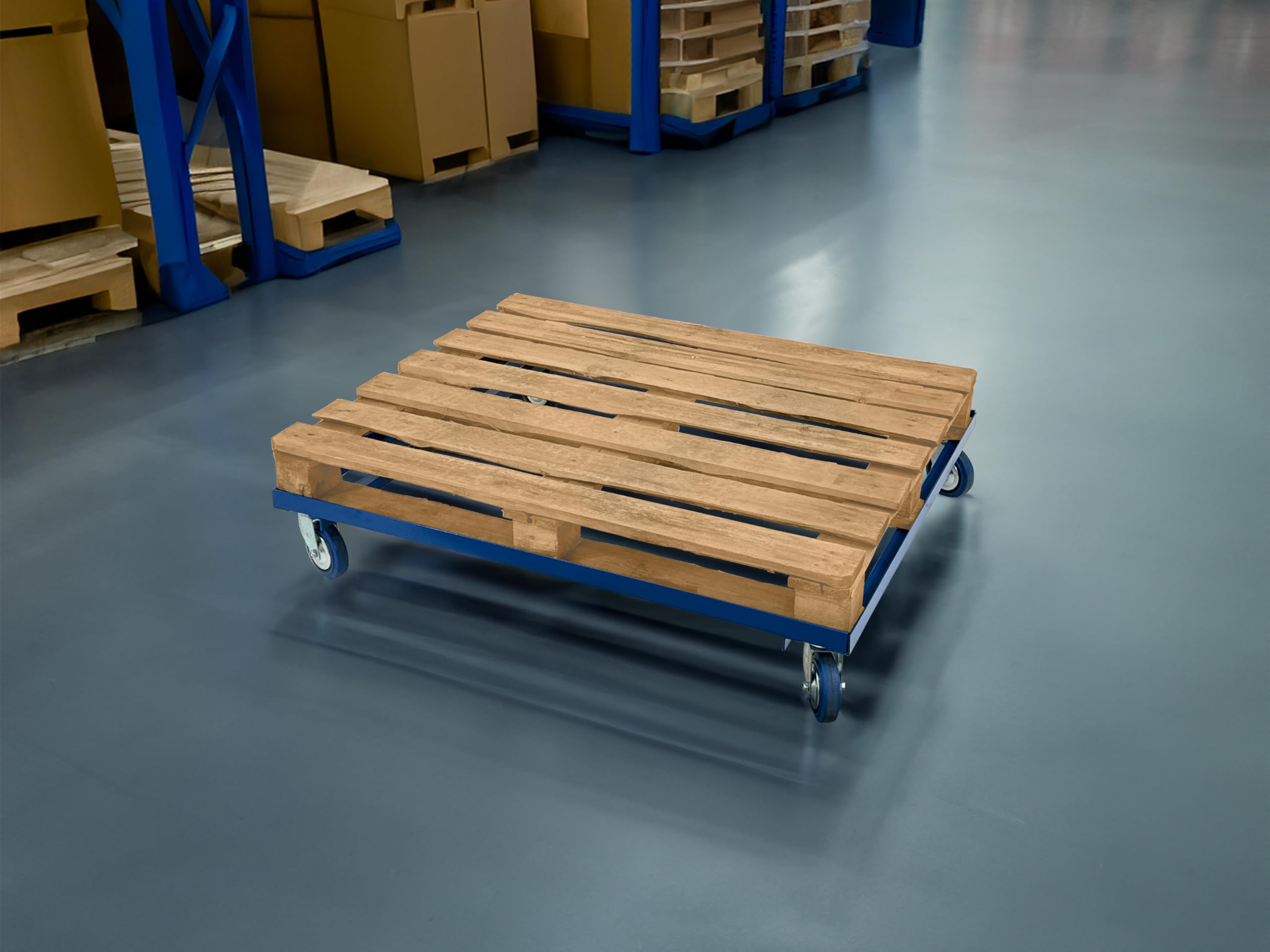 Robuster Palettenwagen auf Rädern für Euro-/UK-Paletten (1200 x 1000 mm) – einfaches Manövrierfähigkeits-Design für Lager und Transport