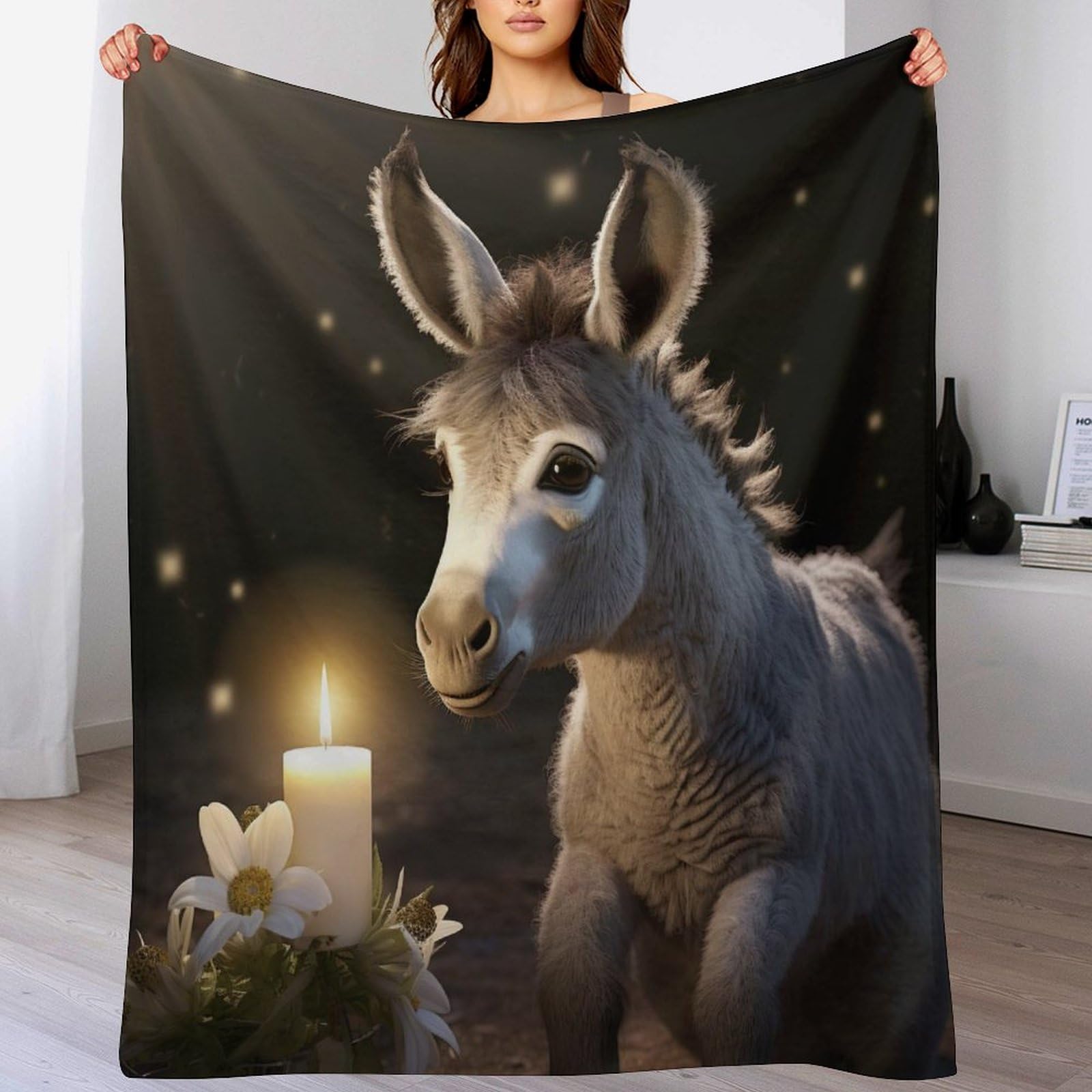 Couverture de âne flannel polaire moelleuse pour réchauffer le canapé