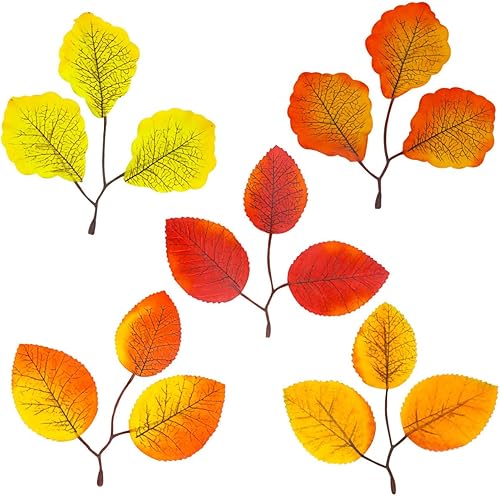 100 hojas de arce artificiales de otoño para bodas, festivales, Acción de Gracias, manualidades, decoraciones de fiesta
