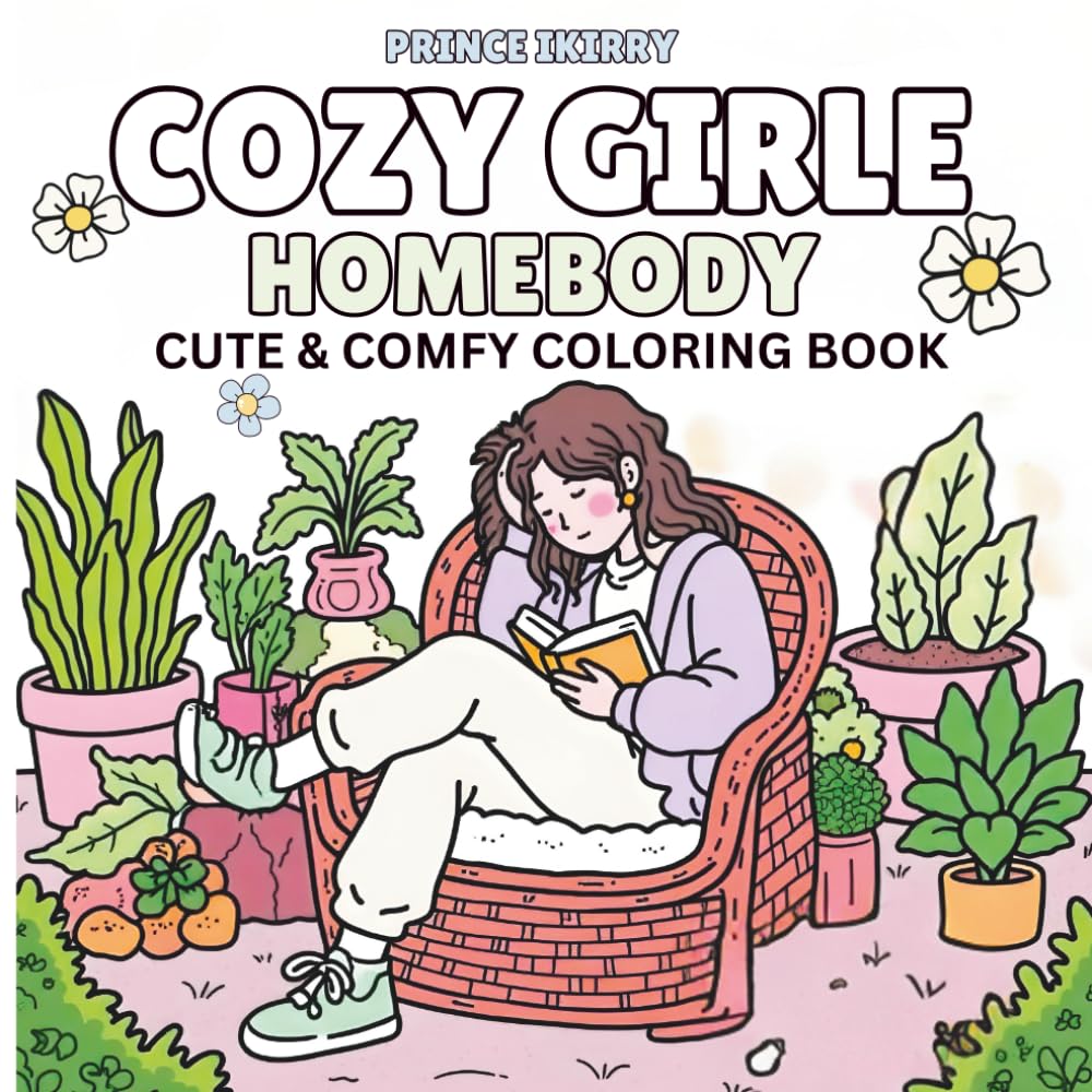 Cozy Girl Homebody: Cute & Comfy Coloring Book For Adults And Teens, Bold & Easy Designs For Relaxation And Stress Relief