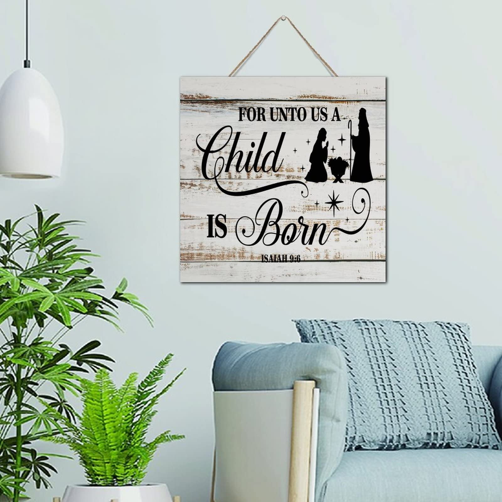 Décoration chrétienne en bois pour porche et table de Noël - 6