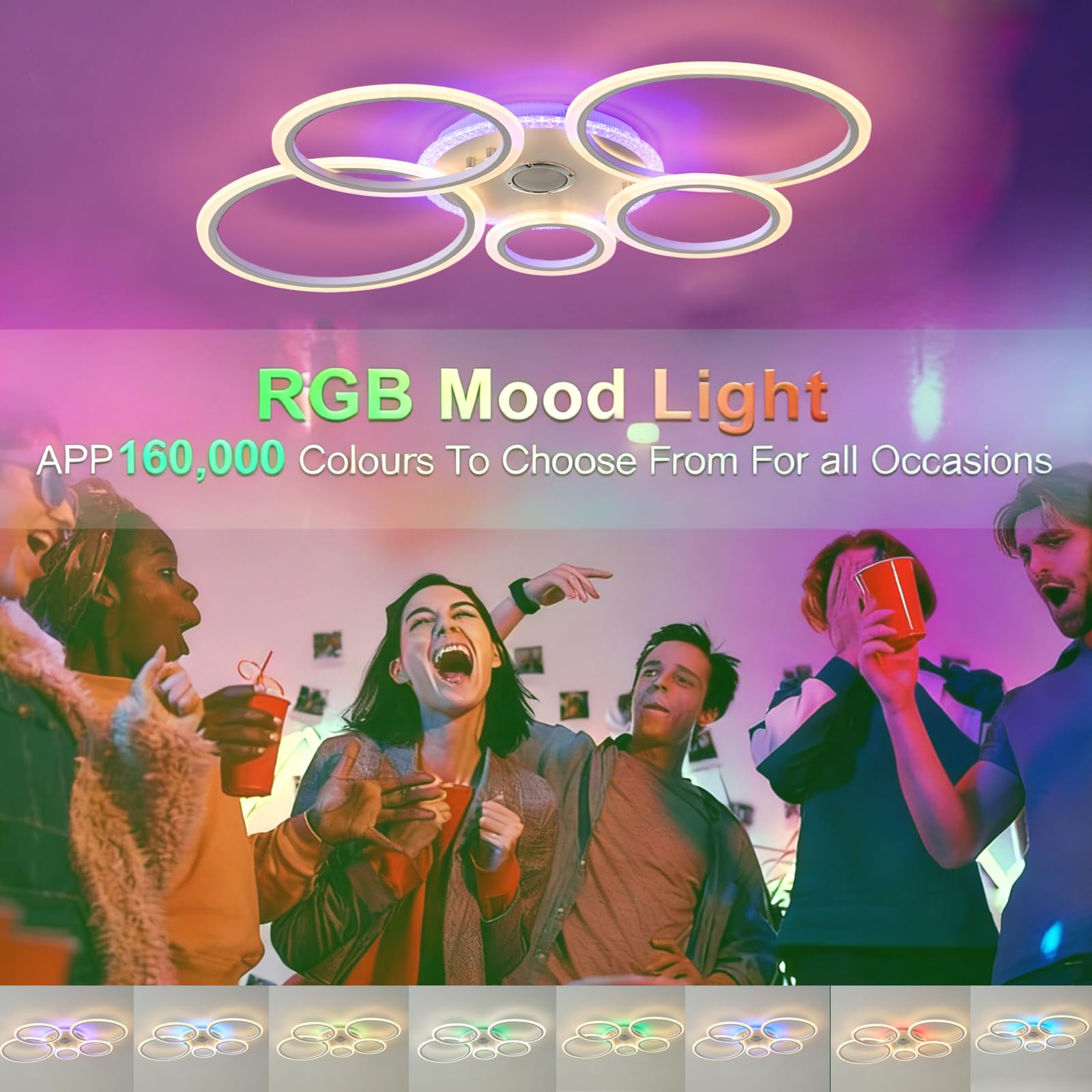 Nowoczesna Lampa Sufitowa RGB Z Bluetooth śCiemniana Za Pomocą Pilota I Aplikacji Z PamięCią Bez Migotania Inteligentna Lampa Odpowiednia Do Sypialni Kuchni I BaróW,Biały