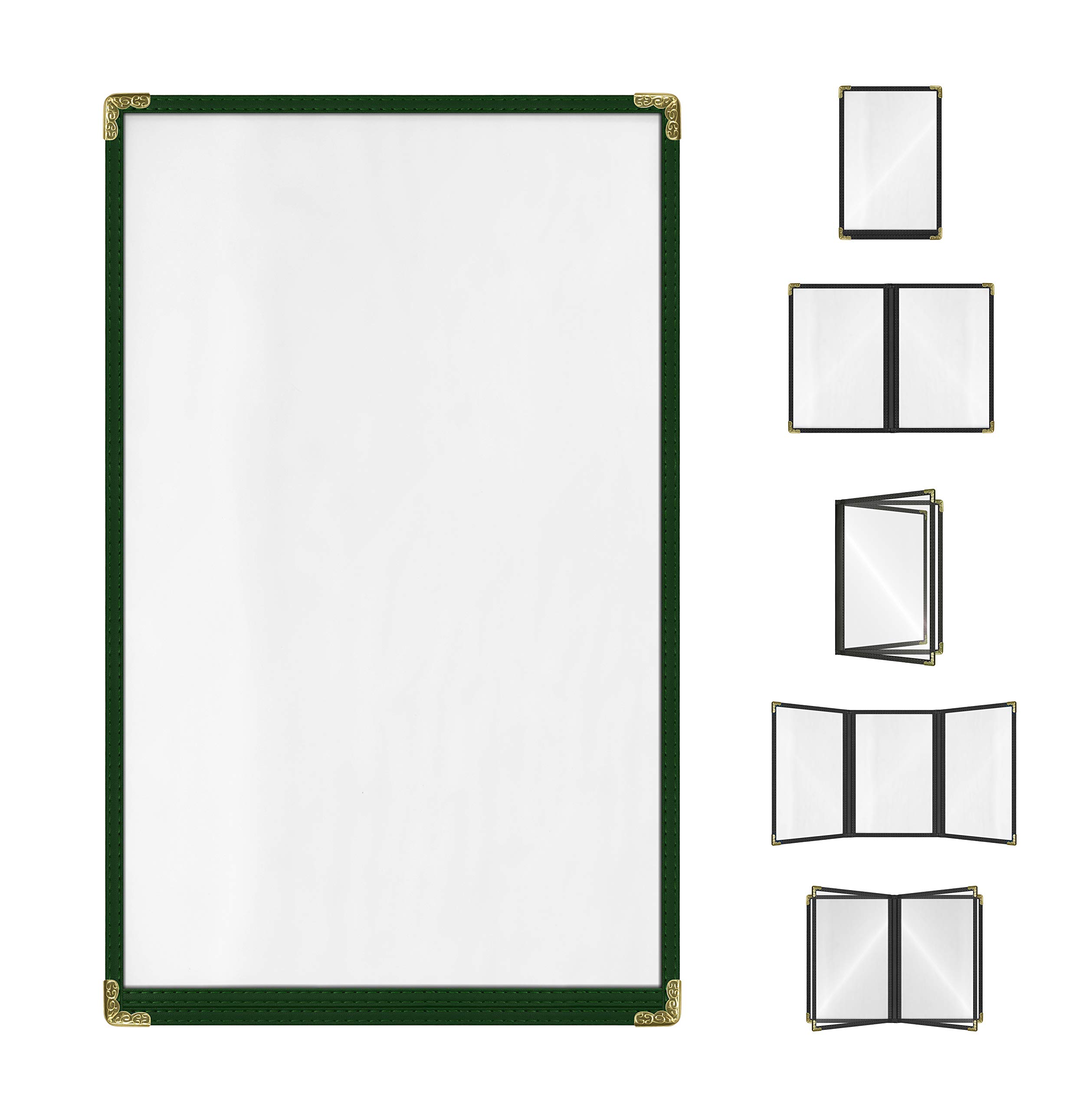 Goodsmart Restaurant Menu Covers – 25 Pack Green 2-View, Top-Loading Menu Holders, Vinyl & Plastic Café Menu Covers, Clear Menu Sleeves, Fits 8.5