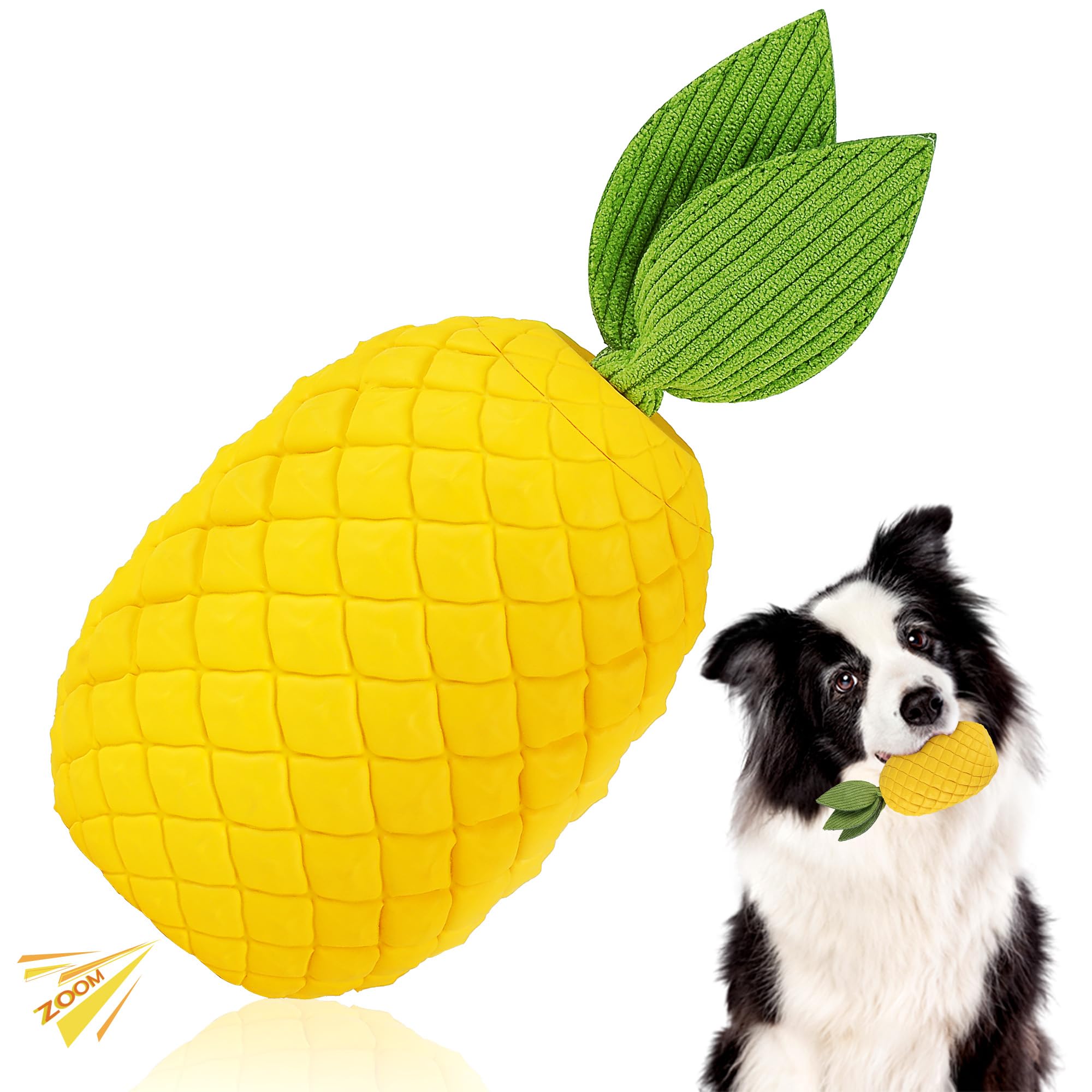 FurtasticFinds Pineapple Dog Chew Toys for Aggressive Chewers, Indestructible Dog Toy with Squeaker, Tough Durable Nature Rubber for Large Breed Dogs, Interactive Play, Puppy Teeth Cleaning