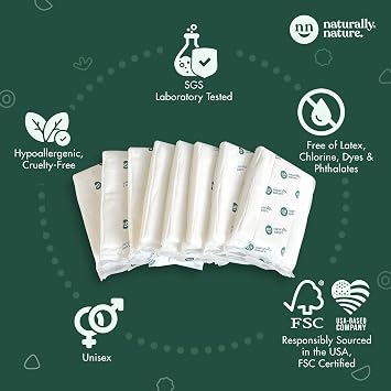 Naturally Nature Overnight Diaper Booster Pads, Stops Overnight Leaking, Diaper Liners for Toddler, Nighttime Diapers Size 5, Adhesive Pad for Girls, Boys, 32 ct.