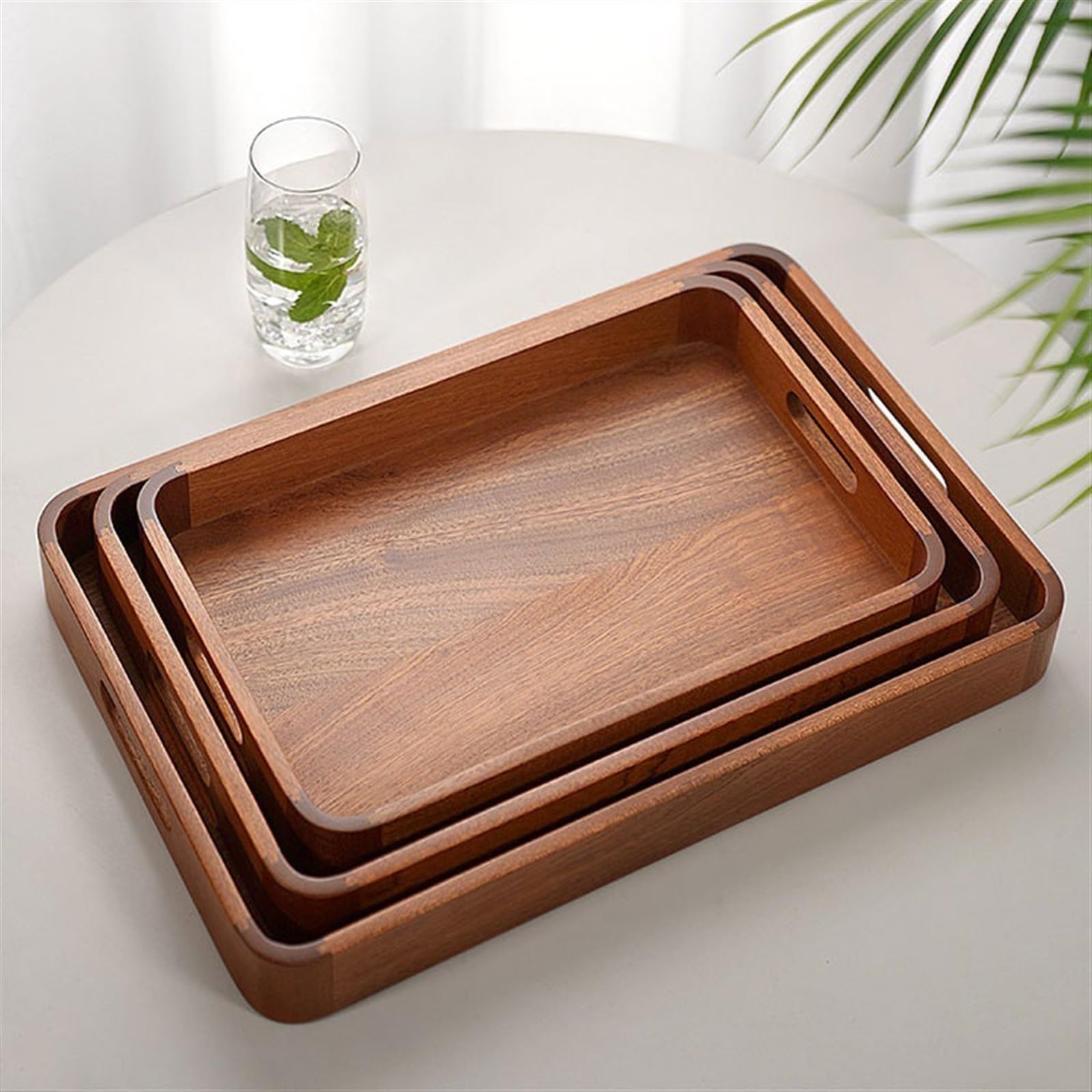Bandeja rectangular de madera para mesa de café, cesta de frutas moderna y plato de caramelos, almacenamiento versátil de escritorio para cocina y servicio de desayuno