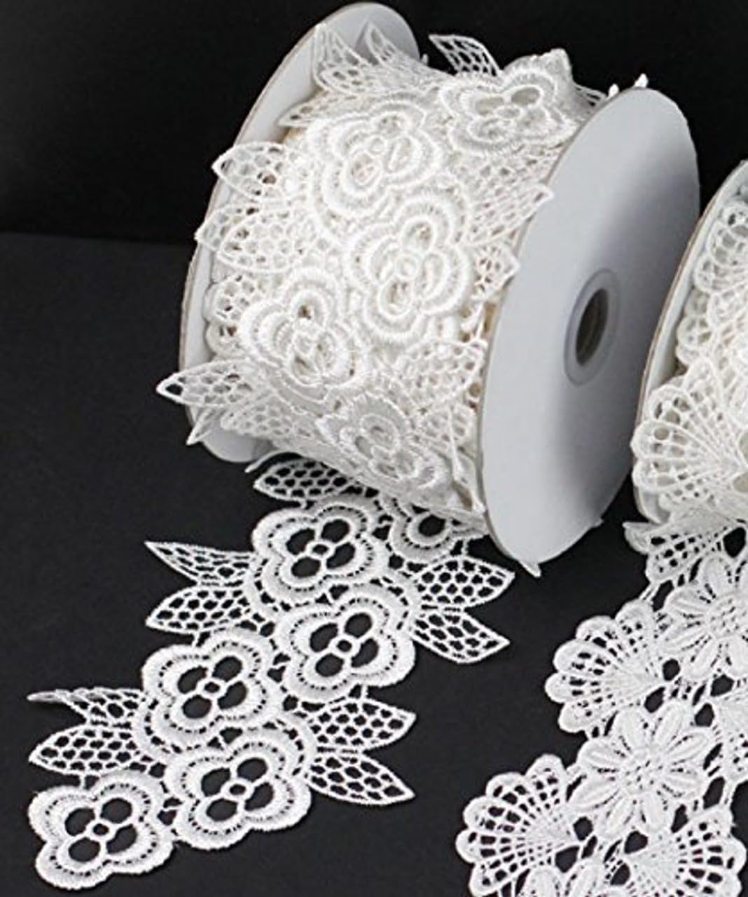 3" x 5 Yards Floral Lace Crochet Ribbon (Ivory)