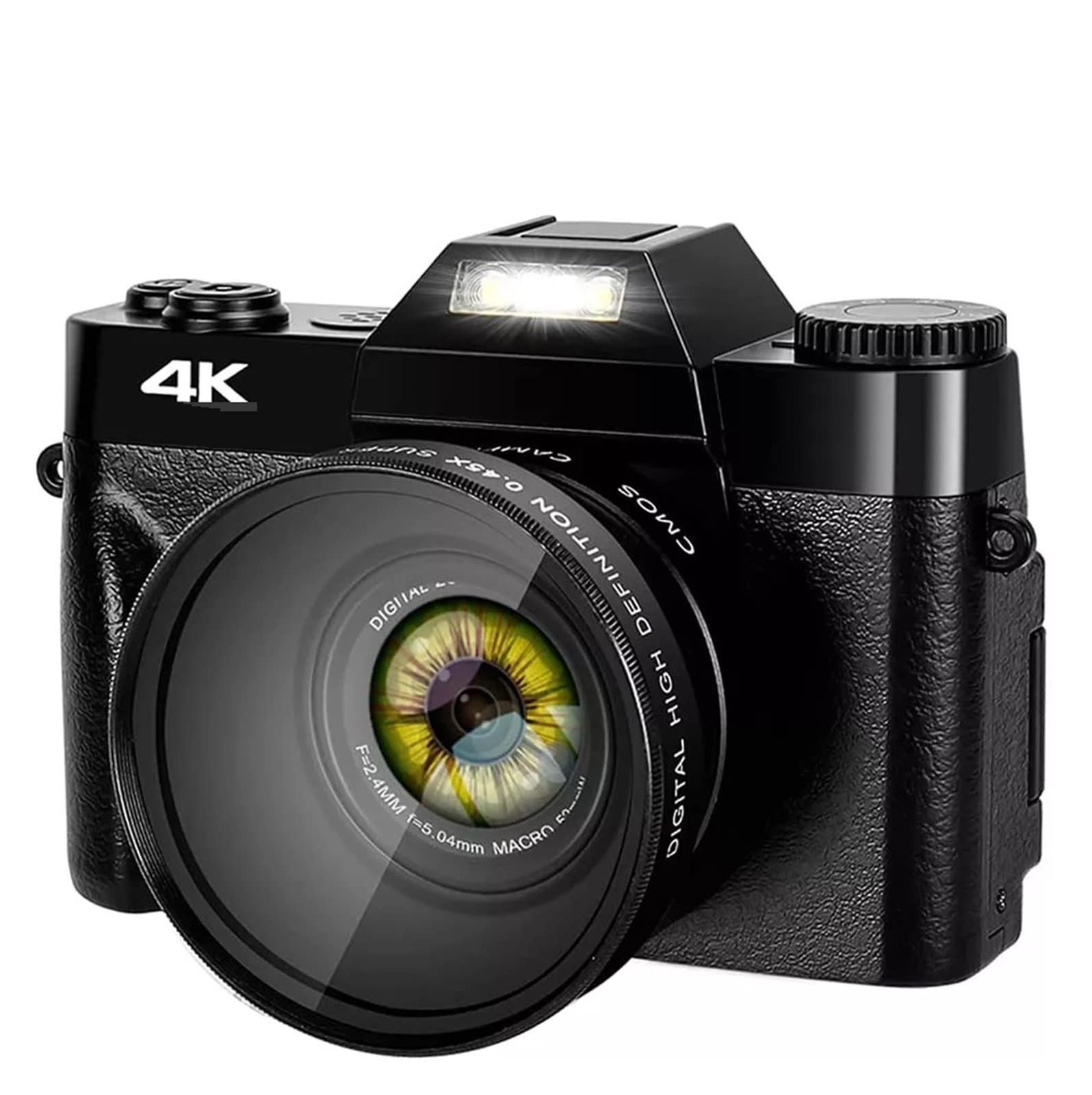 Cámara de Video, Cámaras fotográficas con Lente Macro Gran Angular for Selfie Videocámara Digital de 48MP Cámara Web Zoom 16X Grabadora fotografía Enfoque automático(NO TF Card,with Fliter)