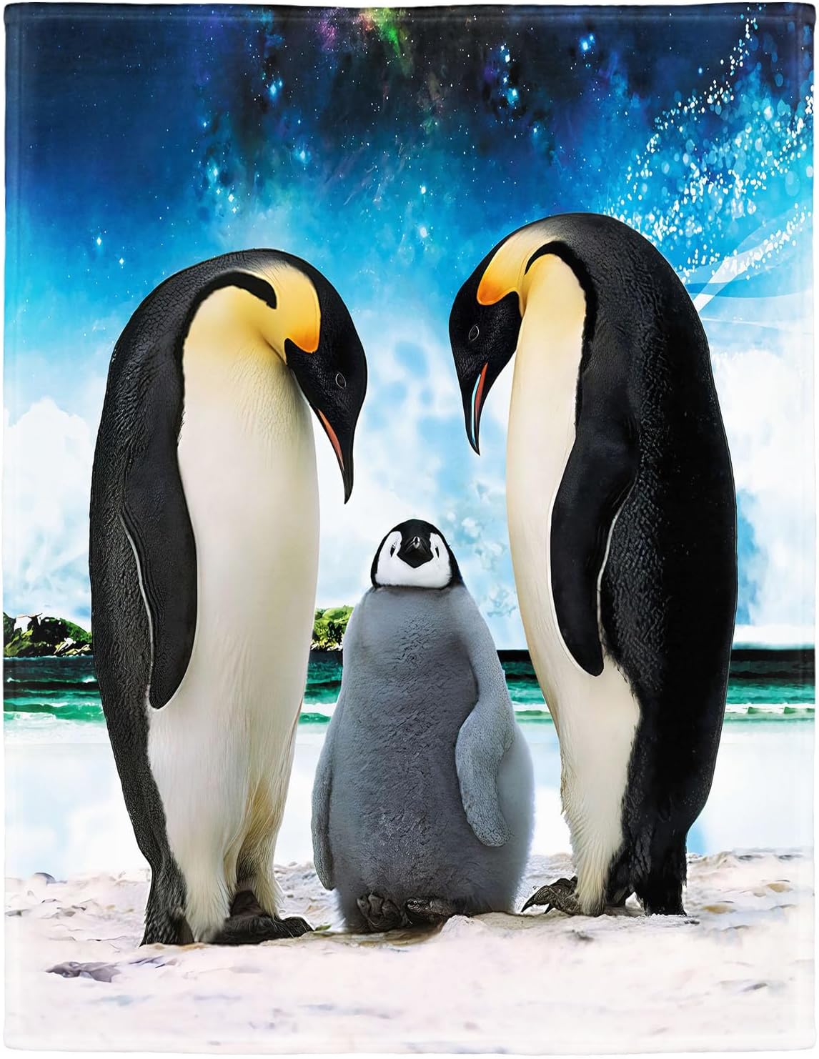 HommomH40"x50" Blanket Soft Fluffy Flannel Fleece Throw Blue Sky Penguin