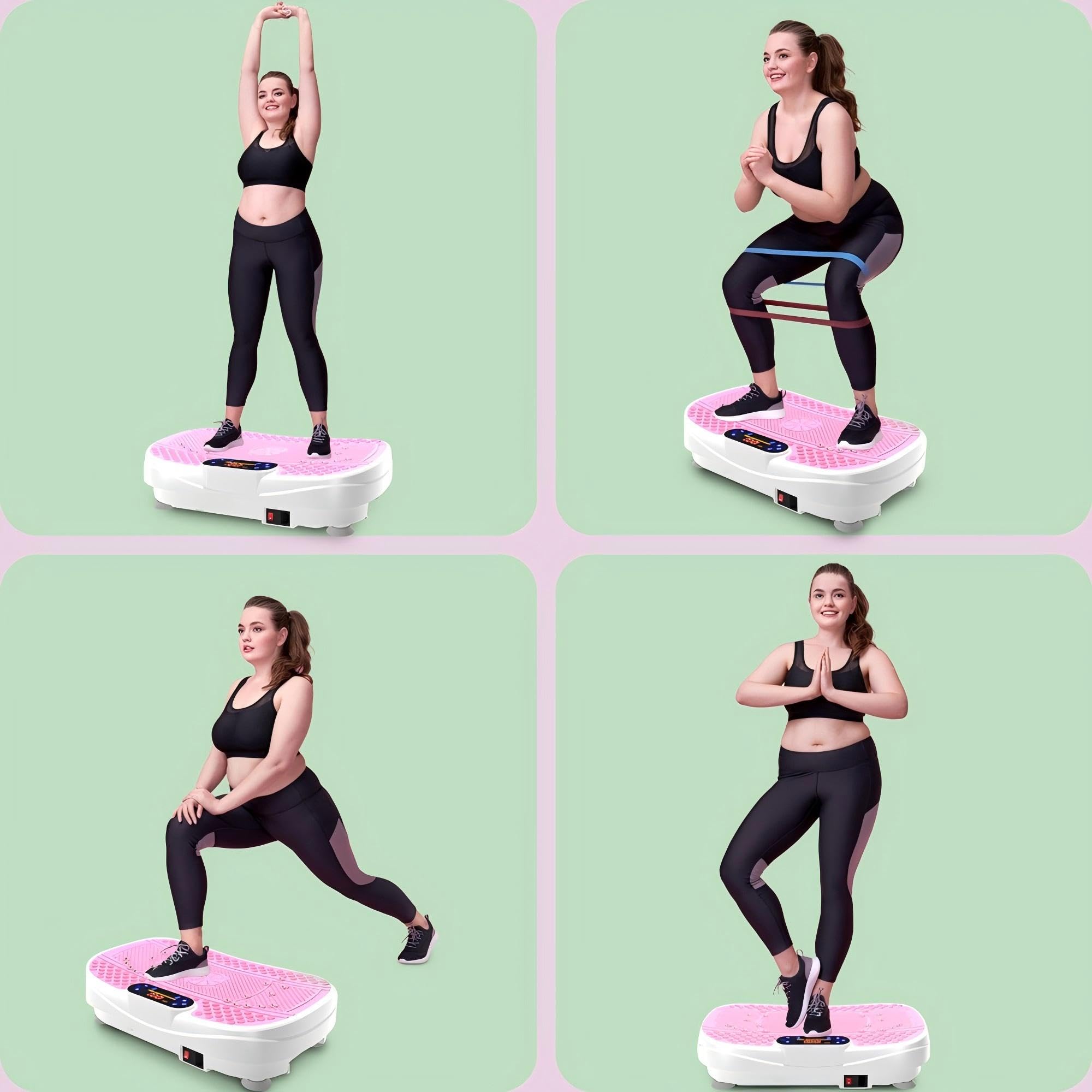 Vibrationsplatte für Zuhause - Rüttelplatte mit 120 Stufen & 5 Modi, mit Widerstandsbändern & Fernbedienung, für Fettverbrennung Muskelaufbau Figurformung ideal für Zuhause Home Gym