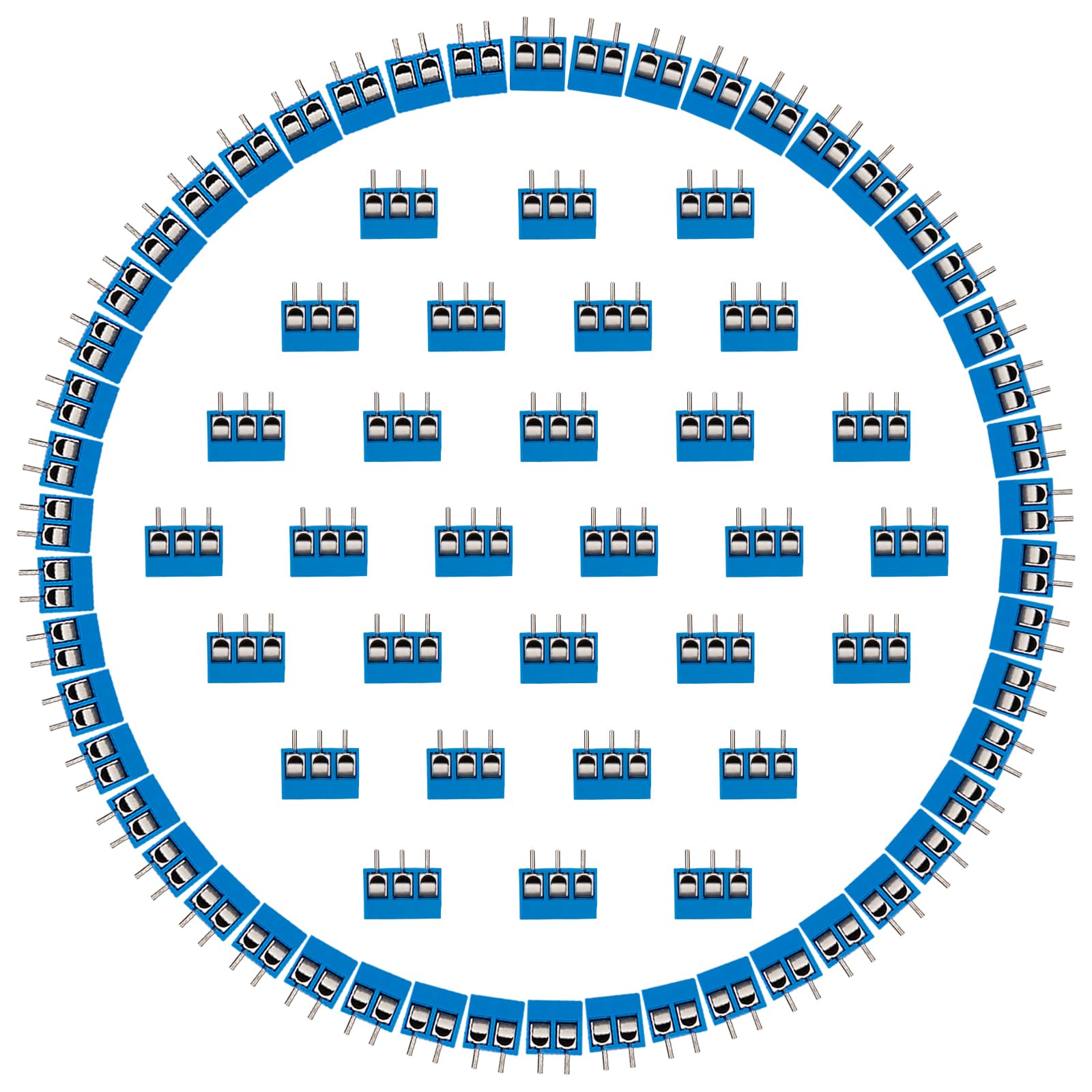 96 Pezzi Morsettiere A Vite Per PCB - 2 E 3 Pin, Passo 5mm | Blocco Terminali Per Circuiti Elettronici | Colore Blu