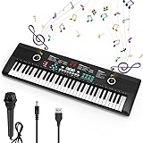 61 keys keyboard piano, Electronic Digital Piano with Built-In Speaker Microphone, Portable Keyboard Gift Teaching for Beginners, electric piano for kids