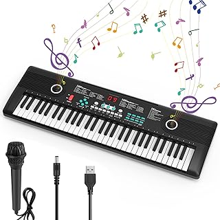 Piano de teclado de 61 teclas, piano digital electrónico con micrófono de altavoz integrado, teclado portátil para enseñanza para principiantes, piano eléctrico para niños