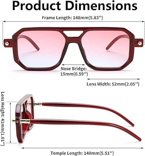 Miniatura 89 de Feisedy - B2622 - Lentes de sol estilo aviador, cuadrados, clásicos de los años 70, unisex, con montura clásica retro y elegante, UV400 Marco