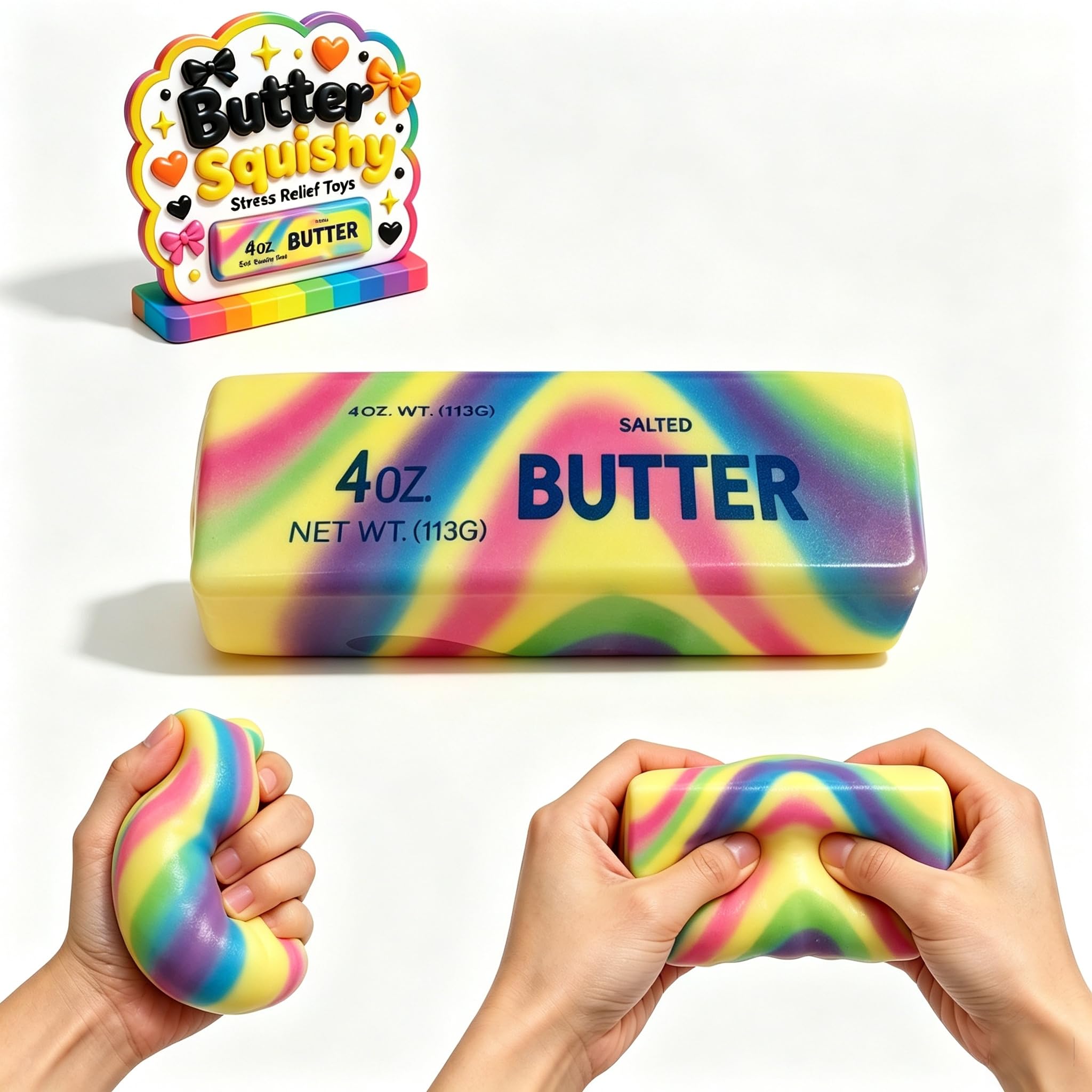 Squishy Stress Relief Ball, Crunchy Squeeze Fidget Toy for Halloween Office Home Party Gift Desktop Decoration (A- Colorful)