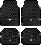 Tapis universels antidérapants, 4PCS Modèle de diamant complet PVC Tapis de sol pour SUV Camion berline, étanche Accessoires d'intérieur tout temps(Pink)