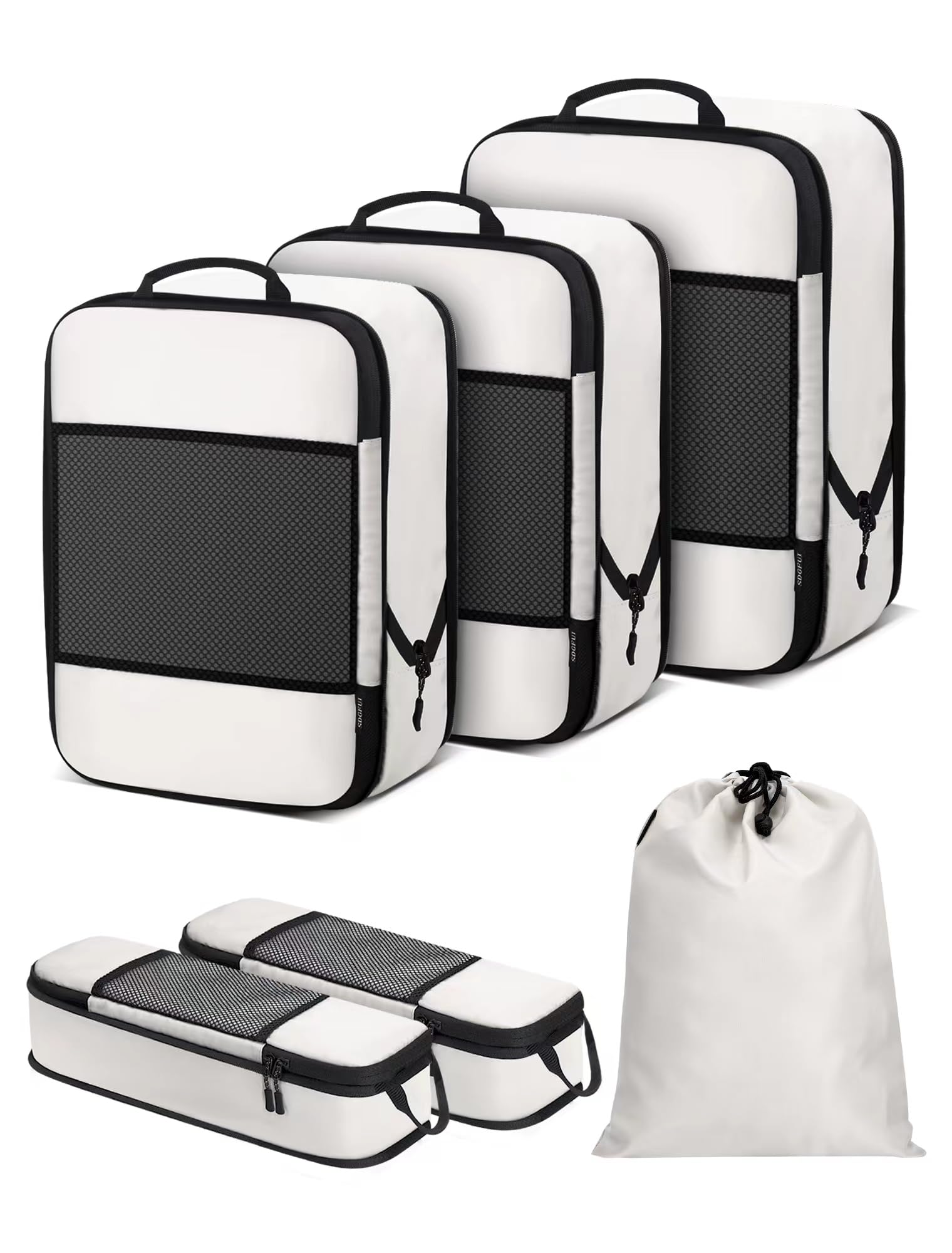 SDGFUI 6 PCS Set Compression Packing Cubes for Travel, Lightweight Packing Organizer Bags Travel Essentials for Carry On, Suitcase, Home Closet -