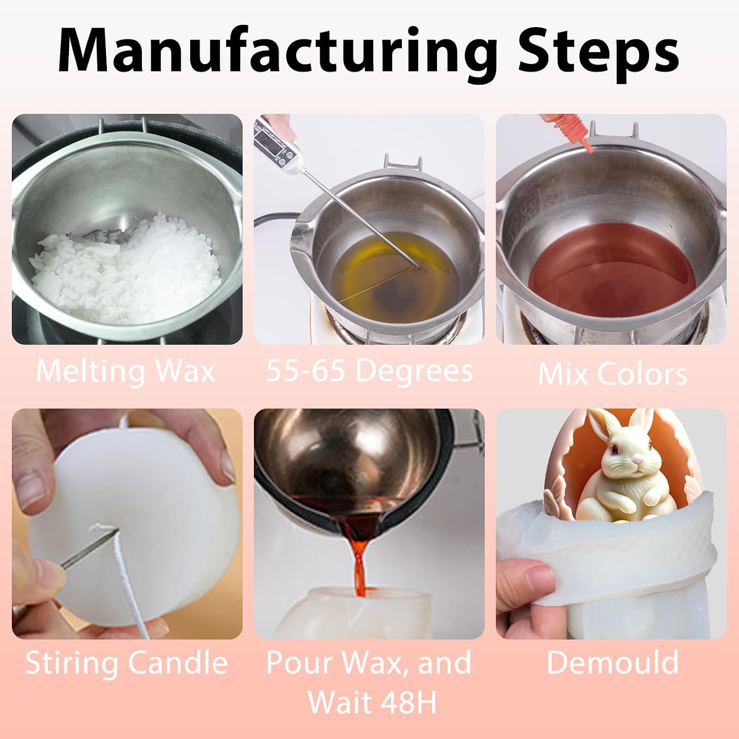 Rabbit Egg Candle Mold, Cute Easter Bunny Silicone Molds for Candle Making Aromatherapy & Handmade Wax Soap, Epoxy Resin Casting Molds for DIY Resin Craft, Perfect for Easter Home Decor