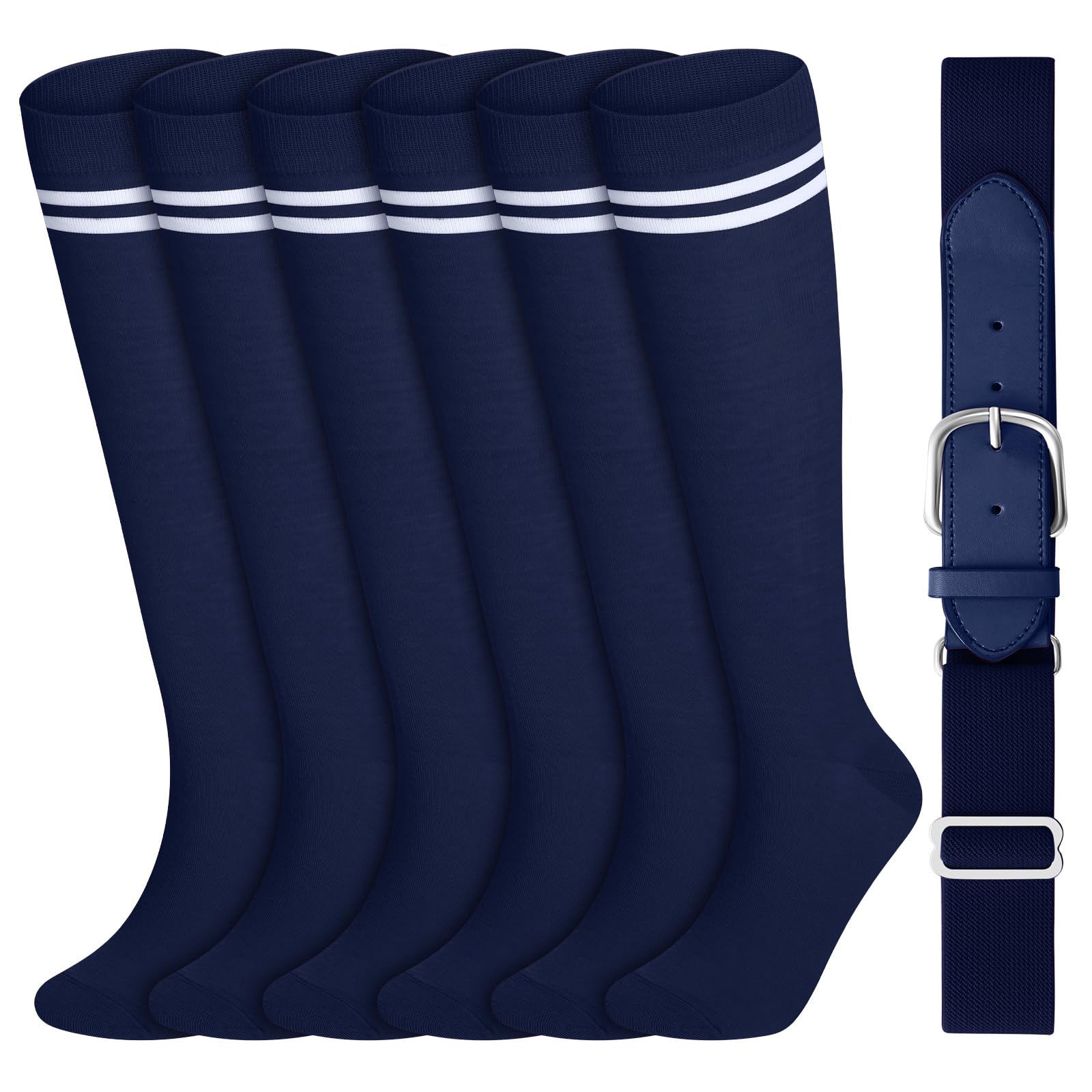 Ramede 3 Pairs Baseball Softball Socks and Belt Set