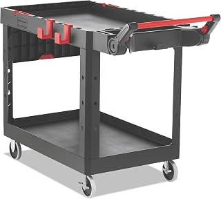 Rubbermaid Commercial Products Heavy Duty Adaptable Utility/Service Cart, Medium, 500 lb. Capacity, Black, for Warehouse/Garage/Cleaning/Maintenance