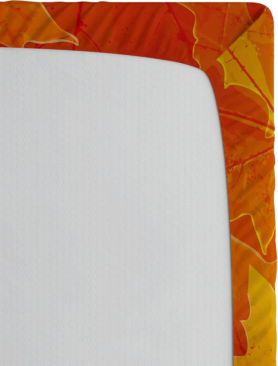 Ambesonne Fall 2 Pack Fitted Sheet, Maple Botany Foliage Leaf Art, Bed Cover All-Round Elastic Deep Pockets 2 Pieces, Package Contains 2 Twin Size Fitted Sheets, Burnt Orange Yellow