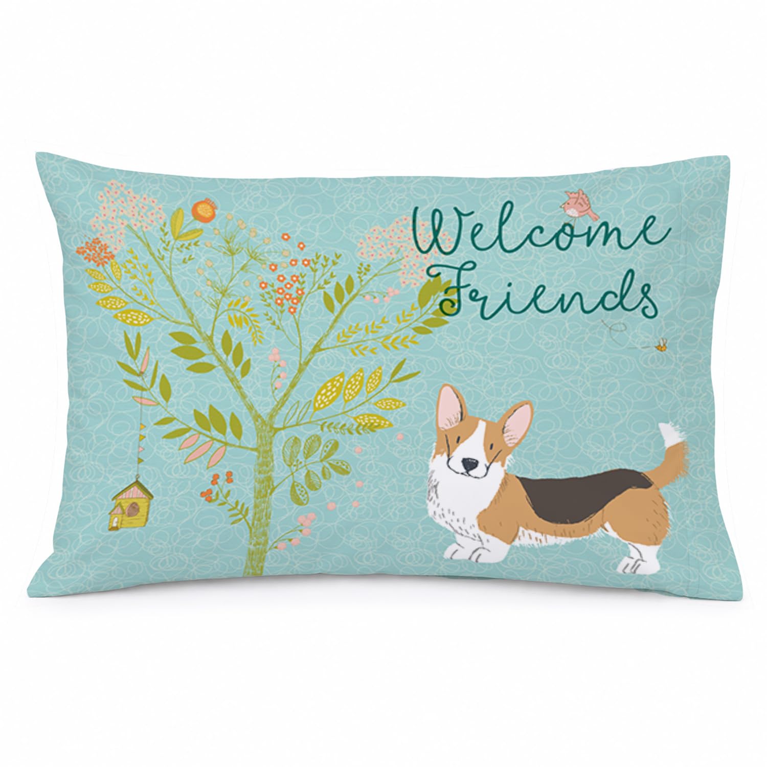 Taie d'oreiller Pembroke Corgi Tricolore housse coussin lit multicolore