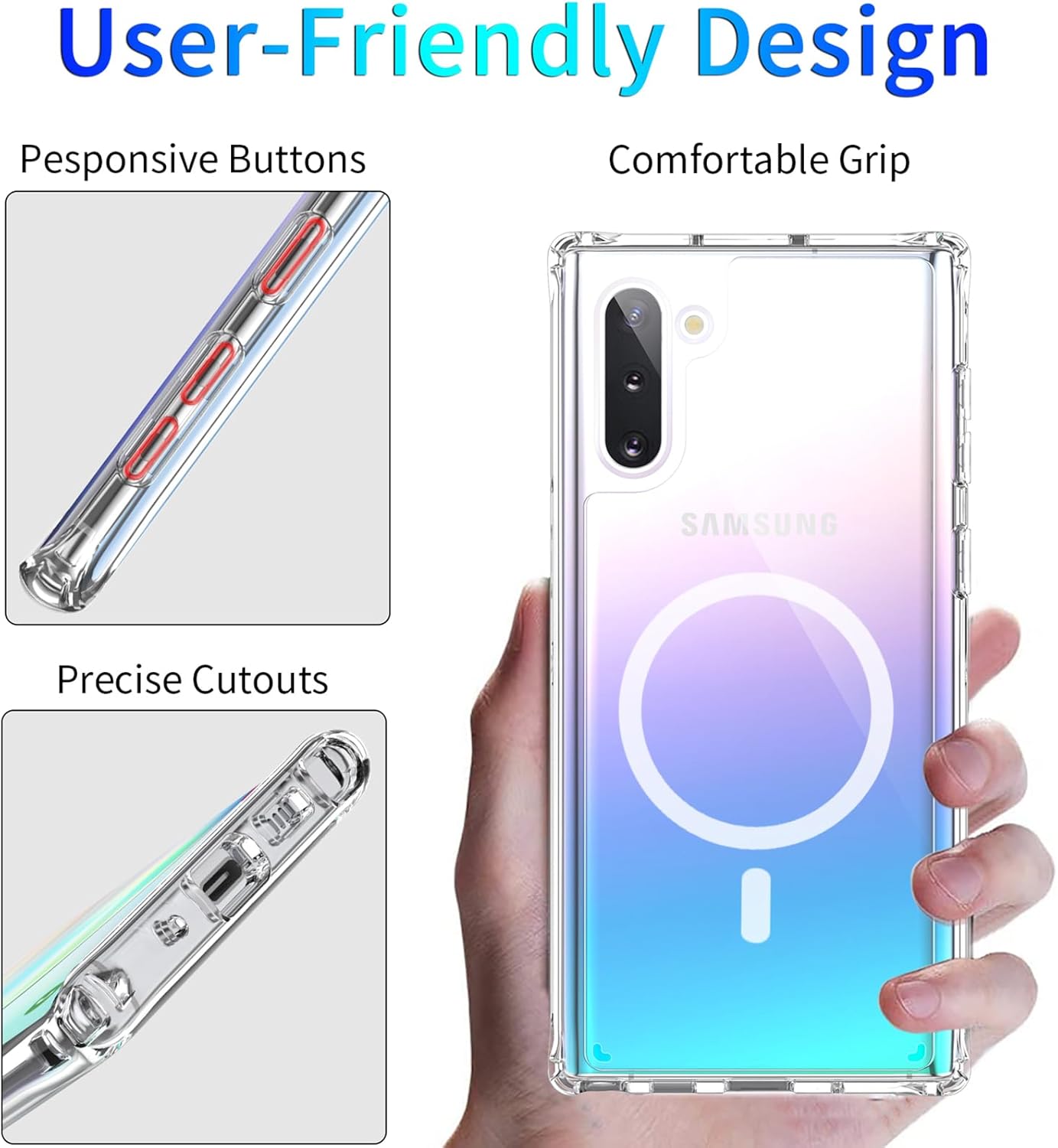 for Samsung Galaxy Note 10+ Plus Case, Magnetic Transparent Anti-Yellowing Military-Grade Shockproof Dropproof Protection Cover Funda for Galaxy Note 10+ Plus, Clear - Image 6