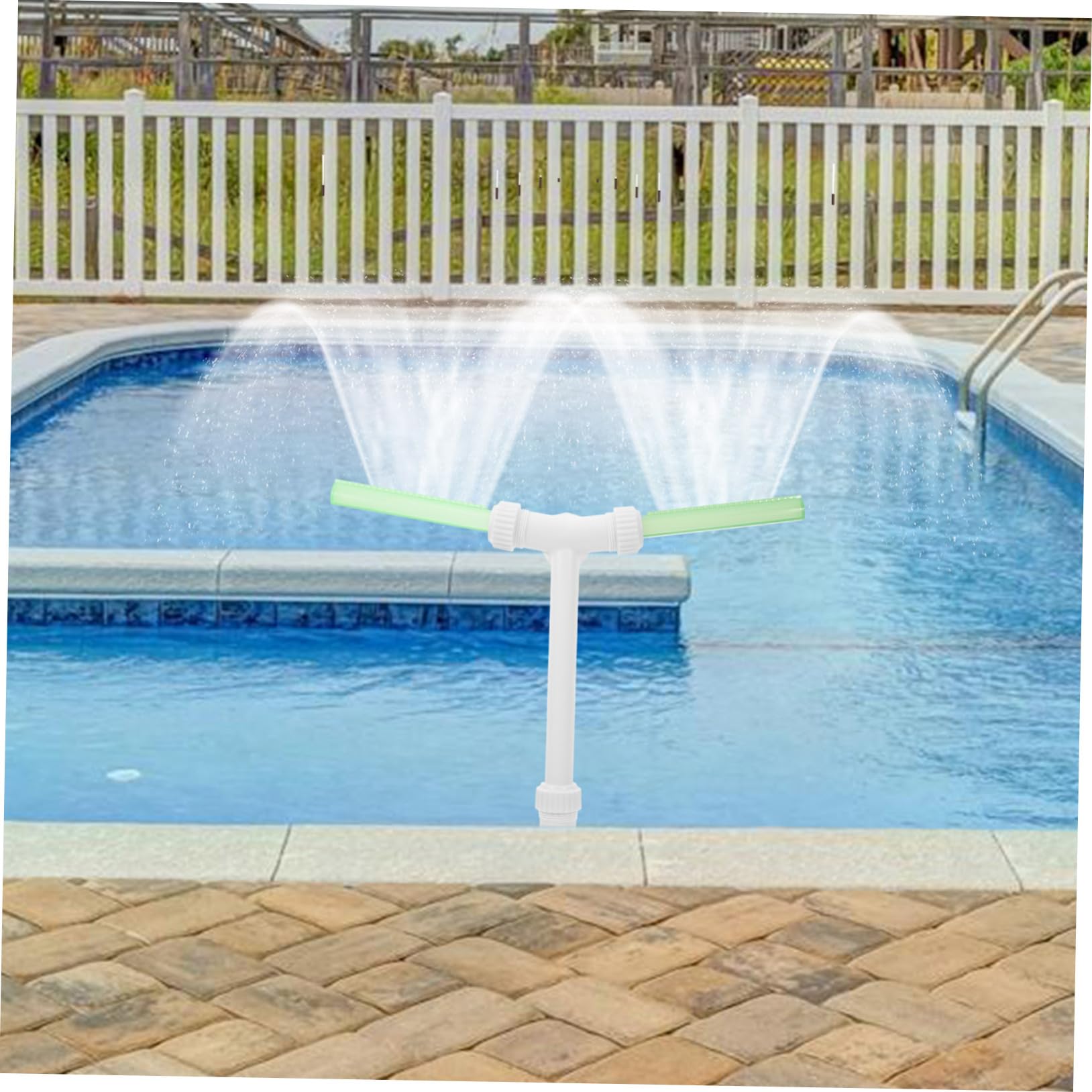 Fontane per Piscina a Doppia Testa in Plastico Bianco | Supporto Robusto, per Piscina e Stagno, Displays Notturni, Manutenzione Semplice