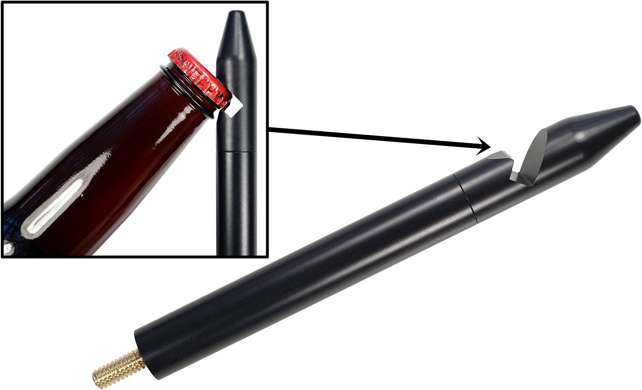 AntennaMastsRus - The Spike is Compatible with Ford F-150 (2009-2025) - Ford Bronco (2021-2025) - Black Ammo Antenna with Removable Bottle Opener