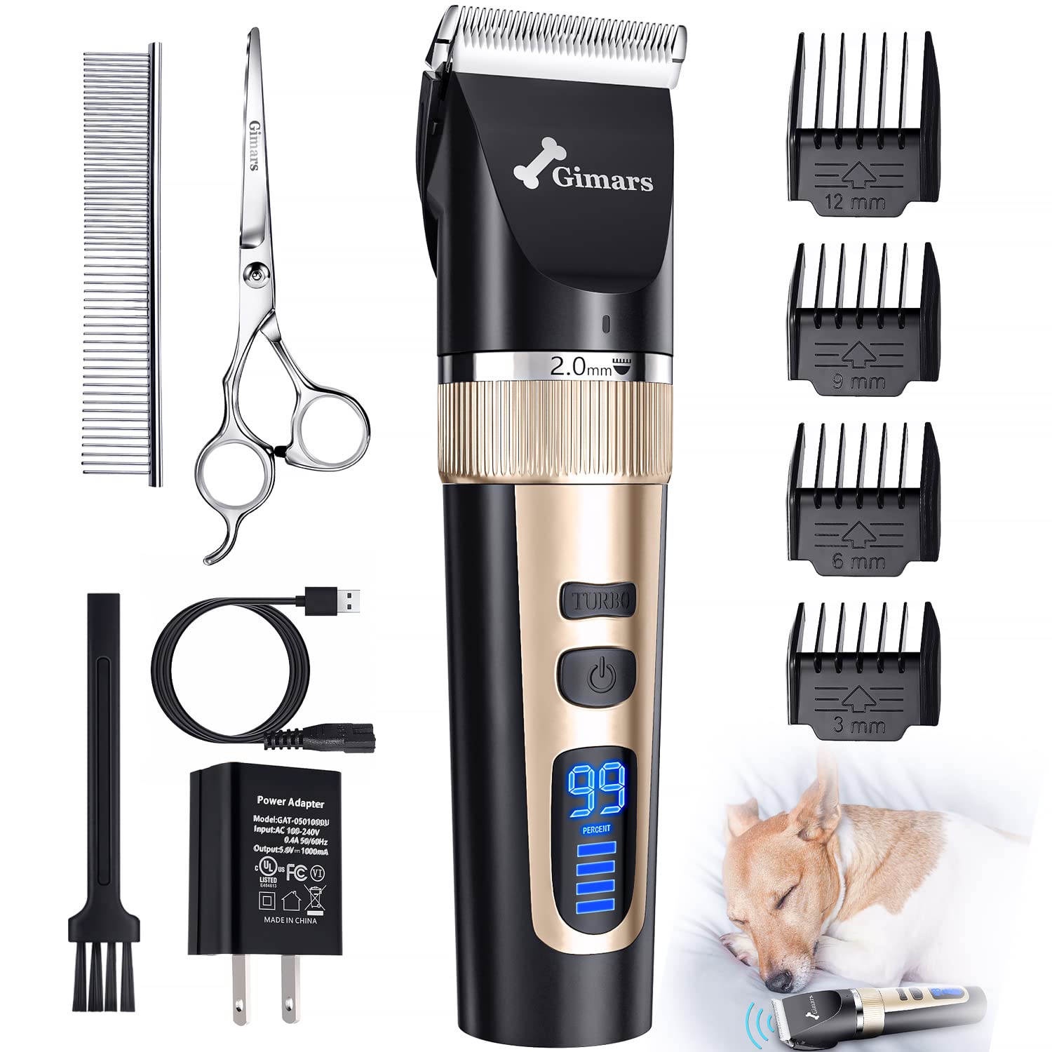 Gimars Cordless Dog Clippers, Newest 3.0 Motor Powerful Cutting