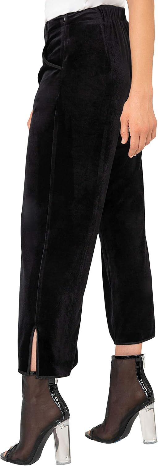Standards & Practices Modern Women's Black Velvet Crop Split Hem Wide Leg Pants - Image 5