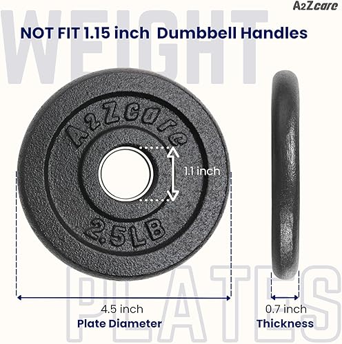Miniatura 2 de A2ZCARE Juego de discos de peso de 1.25 libras a 15 libras, platos estándar de hierro fundido de 1 pulgada para mancuernas y pesas