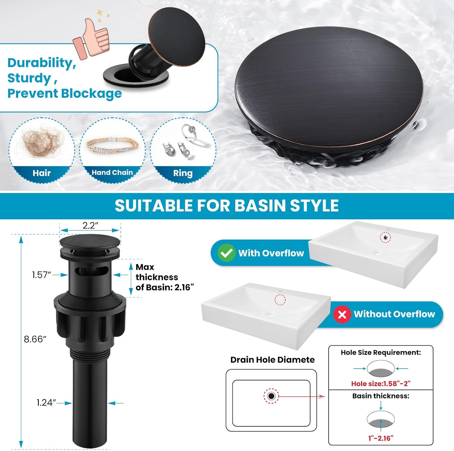 gotonovo 4 Inch Centerset Bathroom Faucet 2 Cross Handles Deck Mount 2 Hole Lavatory Vanity Utility Mixer Tap with Water Supply Hoses and Pop Up Drain RV Farmhouse, Oil Rubbed Bronze