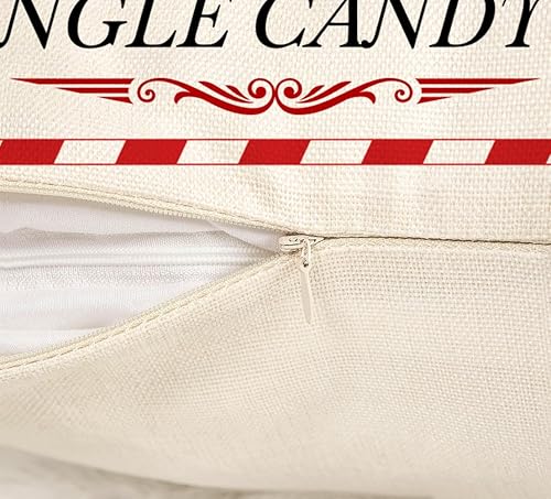 Miniatura 7 de Juego de 4 fundas de almohada de Navidad de 18 x 18 pulgadas, decoración de vacaciones de invierno, color rojo y blanco, funda de cojín rústica para