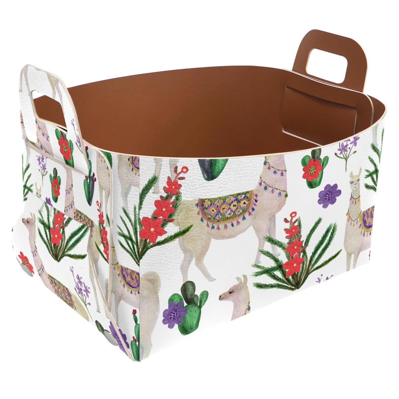 Panier de rangement pour chambre d'enfant pliable et décoratif motif cactus