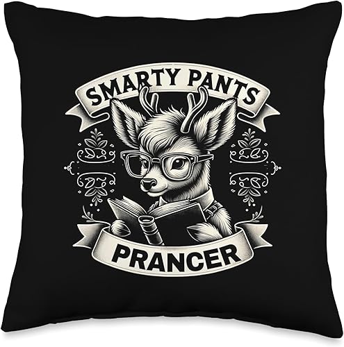 Smarty Pants Prancer Funny Graphic Tees - Almohada de 16 x 16 pulgadas, multicolor