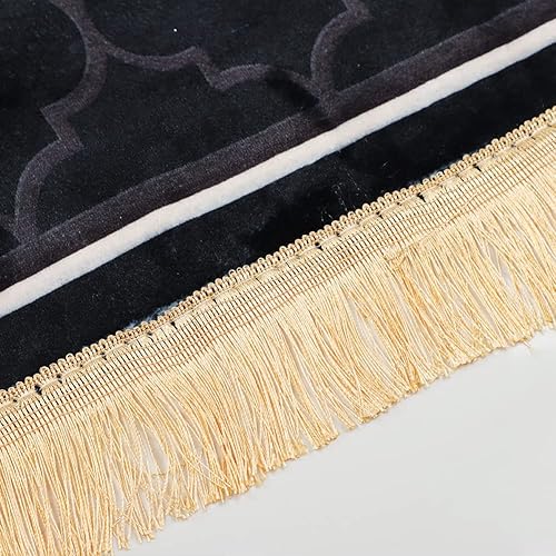 Miniatura 7 de Alfombra de oración musulmana de franela islámica portátil para oración musulmana, plegable, alfombra islámica turca impresa con borlas, ligera,