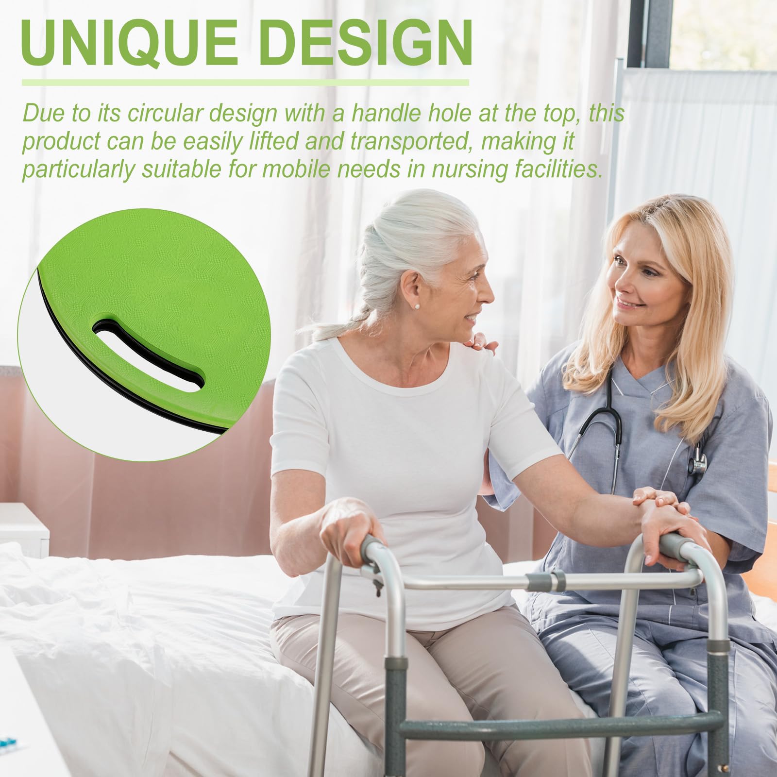 Drehscheibe Umsetzhilfe für Ältere und Behinderte Patienten bis 120 kg, Drehscheibe zum Leichten Umsetzen d Patienten Transferscheibe, der Häuslichen Pflege Mobility Aid Transfer Disc (Grün)