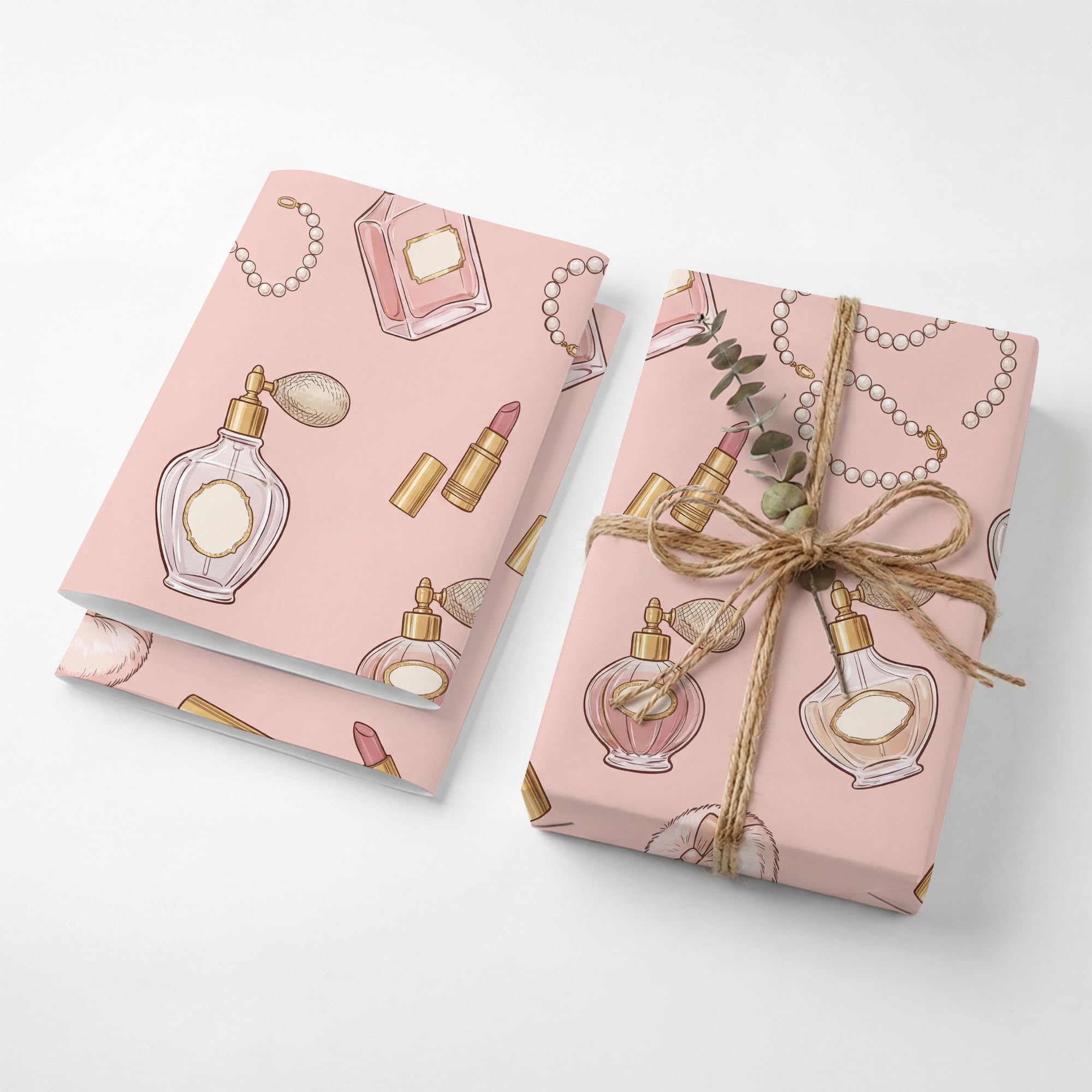 SHSEEN Pink Makeup Perfume Wrapping Paper, 19.5 x 27.5 in, 2 Sheets — image 1