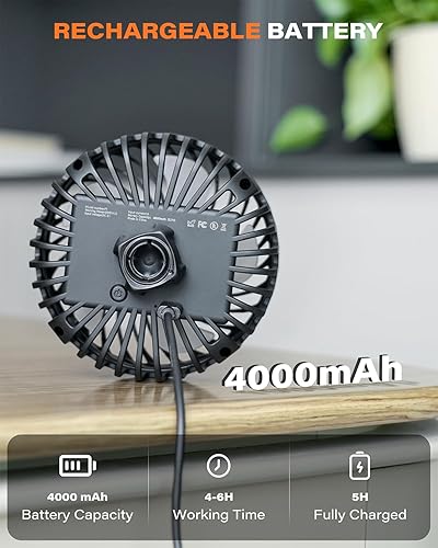 Miniatura 4 de A2C Ventilador recargable para bicicleta Peloton y bicicleta estática  Ventilador portátil de 4000 mAh con correa ajustable, 3 ajustes de velocidad,