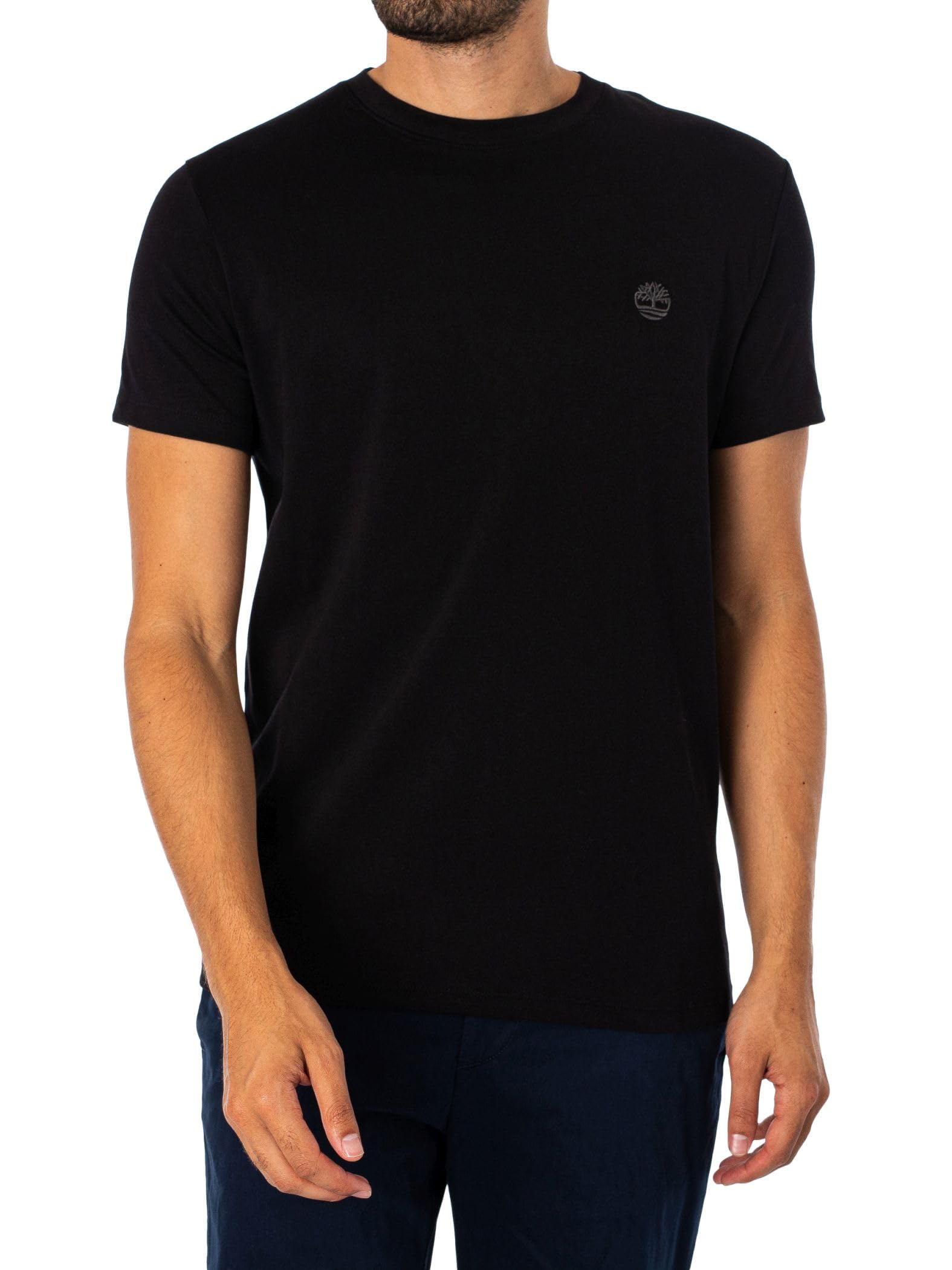 Timberland Men's Slim Fit Embroidered Logo T-Shirt, Black Pavement, XL