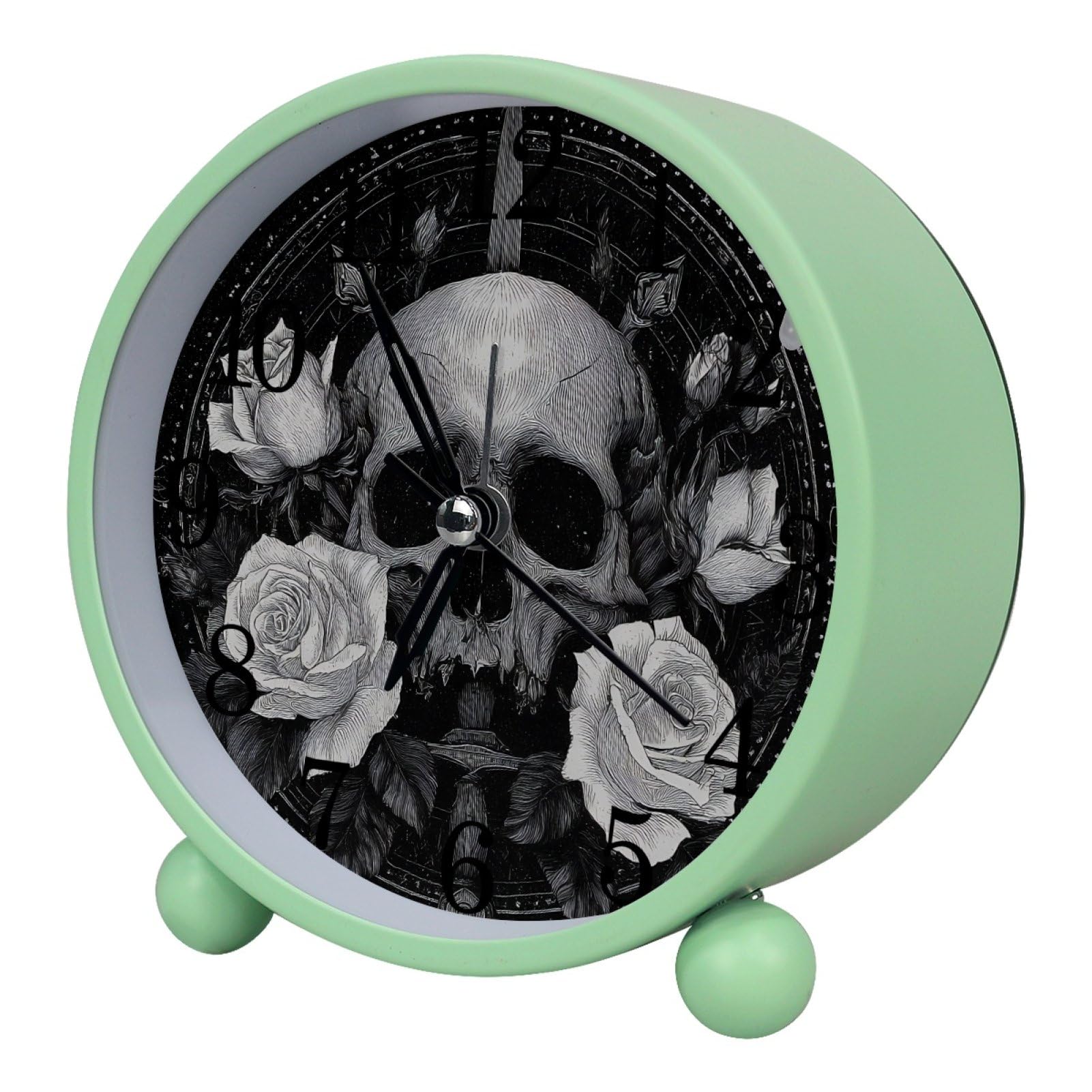 etoenbrc Watercolor Butterfly Silent Analog Alarm Clock Small Battery Operated Clock Slient Plastic Table Clock for Living Room Bedroom Color475